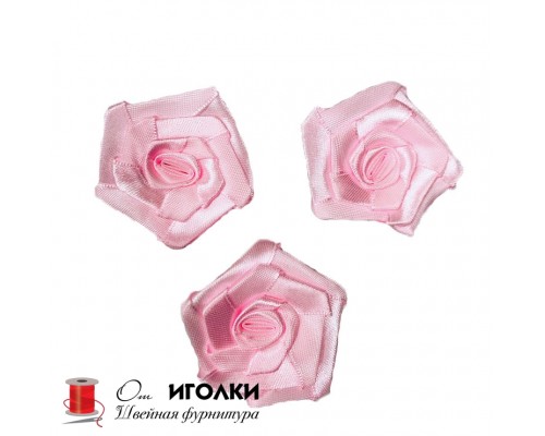 Цветы атласные разм.4,5х4,5 см. арт.0742 цв.розовый уп.100 шт.